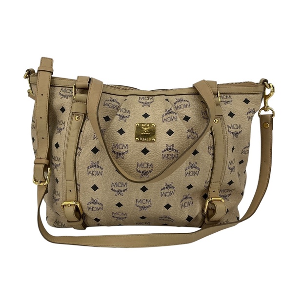 MCM Handbags - MCM Visetos Medium Essentials Shopper Tote – Beige with Monogram